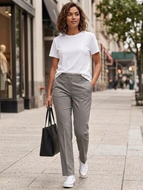 Banana Republic Martin Fit Straight Leg Wool Pants - Grey - Size 12 office wear